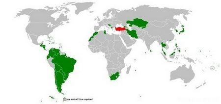 世界各国护照的免签证世界地图想去哪去哪(图