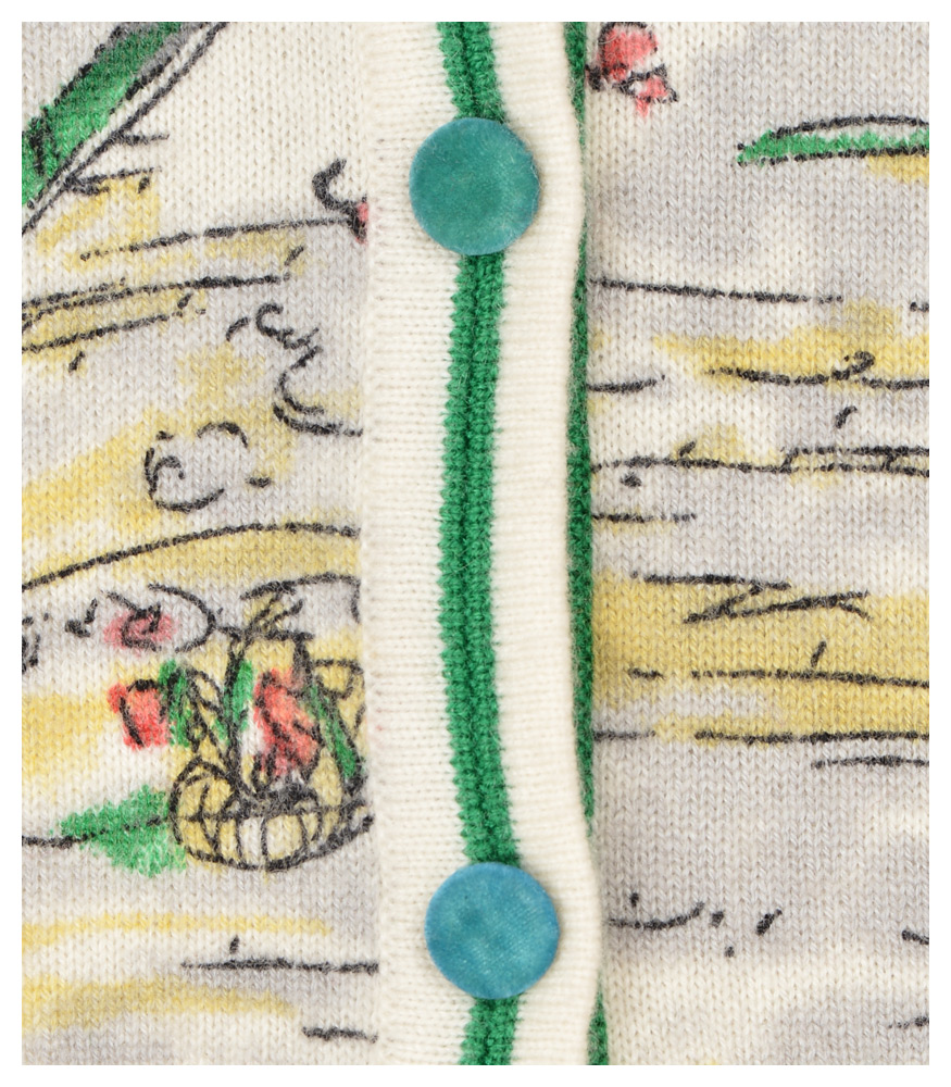 央视网上商城 艺术印花图案女士<em>圆领</em>羊绒<em>开衫</em>