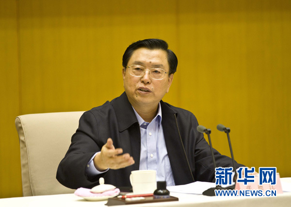 2013年1月17日，张德江出席全国安全生产电视电话会议并讲话。 新华社发
