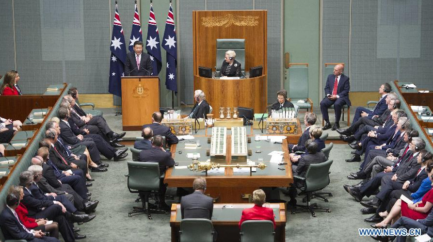 Discours du président chinois devant le Parlement australien
