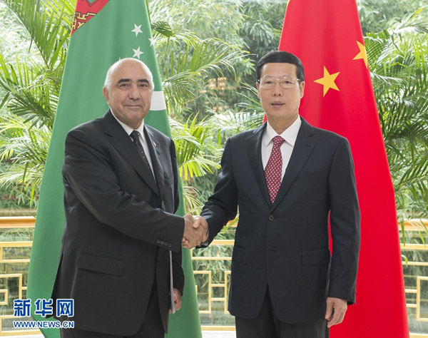 8月23日，中共中央政治局常委、国务院副总理张高丽在天津同土库曼斯坦副总理卡卡耶夫举行中土合作委员会第四次会议。