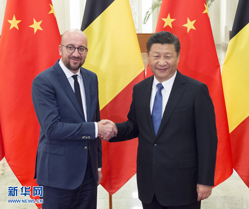 10月31日，国家主席习近平在北京人民大会堂会见比利时首相米歇尔。