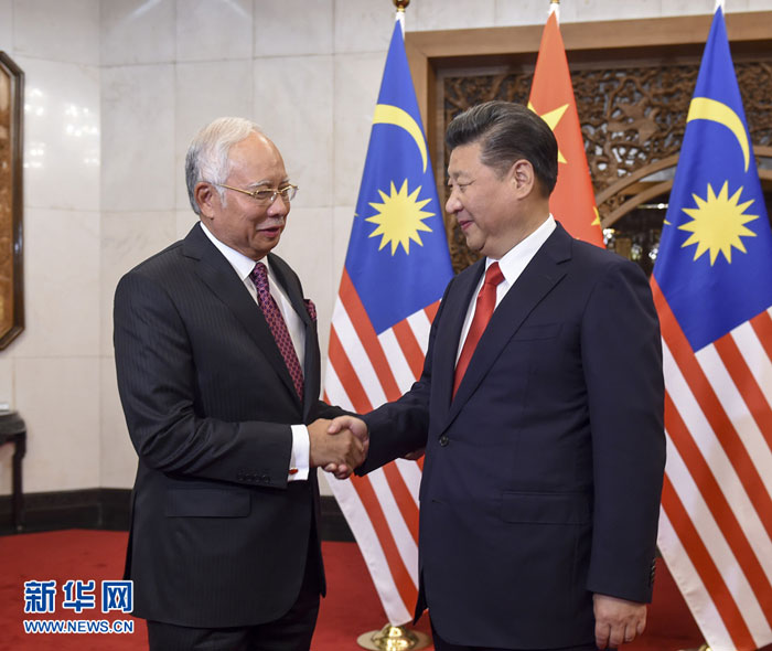 11月3日，国家主席习近平在北京钓鱼台国宾馆会见马来西亚总理纳吉布。