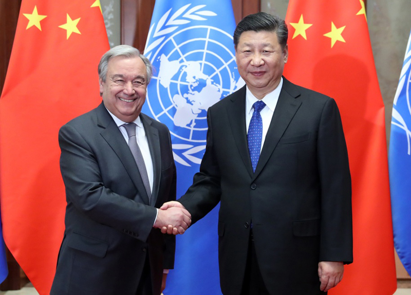 　　4月8日，国家主席习近平在北京人民大会堂会见联合国秘书长古特雷斯。