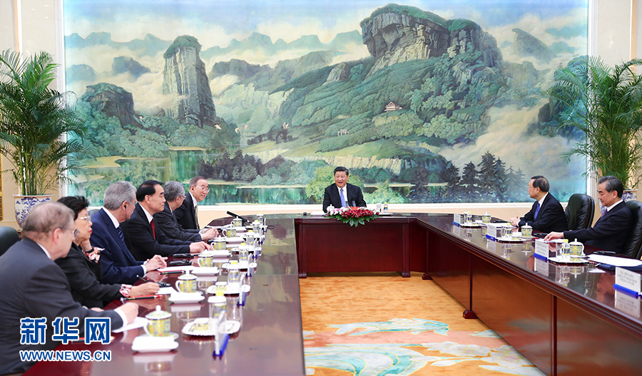 5月15日，国家主席习近平在北京人民大会堂会见博鳌亚洲论坛理事长潘基文。