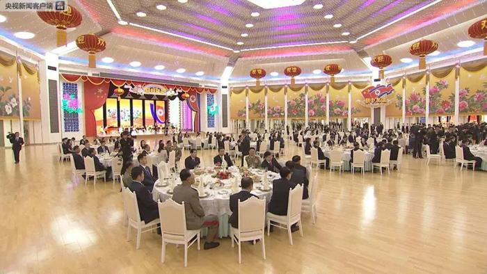 当天晚上的欢迎宴会。木兰馆是朝鲜接待国宾的主要场所之一。（央视记者马超拍摄）