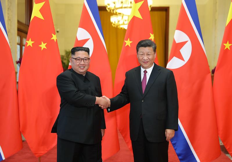2018年6月19日，习近平同当日抵京对中国进行访问的朝鲜劳动党委员长、国务委员会委员长金正恩举行会谈。