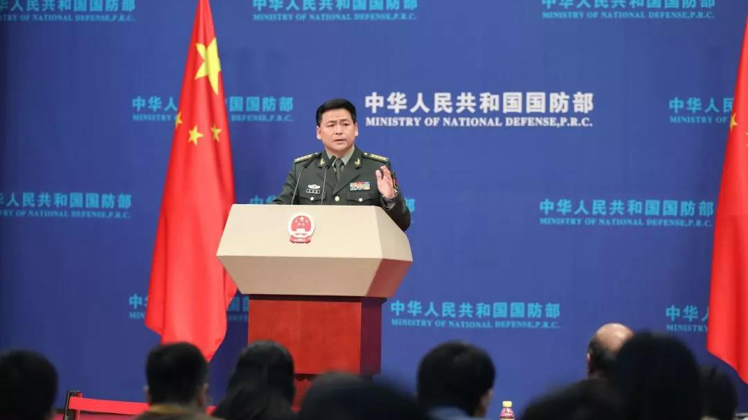 Chinese Defense Ministry spokesperson Ren Guoqiang attends a press conference in Beijing, November 28, 2019. /Photo via Chinese Defense Ministry website