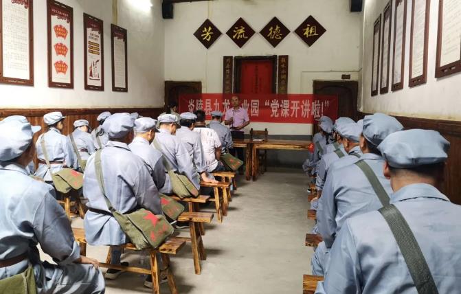 九龙工业园党工委组织党员在梅冈红军村参加党课培训。