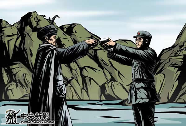 《金沙江大渡河》中刘伯承与小叶丹彝海会盟场景画面设计 