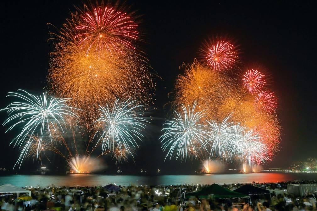 里约热内卢沙滩上举行的新年庆祝活动