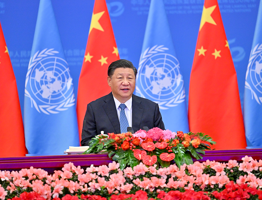 2021年10月25日，習近平在北京出席中華人民共和國恢復聯合國合法席位50周年紀念會議并發表重要講話。