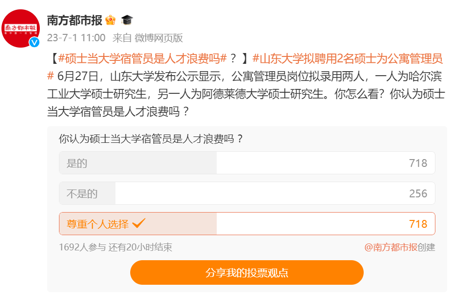 山东大学拟聘用2名硕士为寓管_山东建筑大学管理硕士_引发网友热议