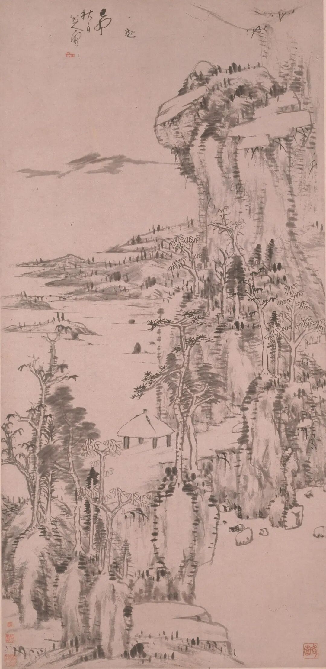 秋林亭子 八大山人 中国画 160.6×78cm 清代 上海博物馆藏