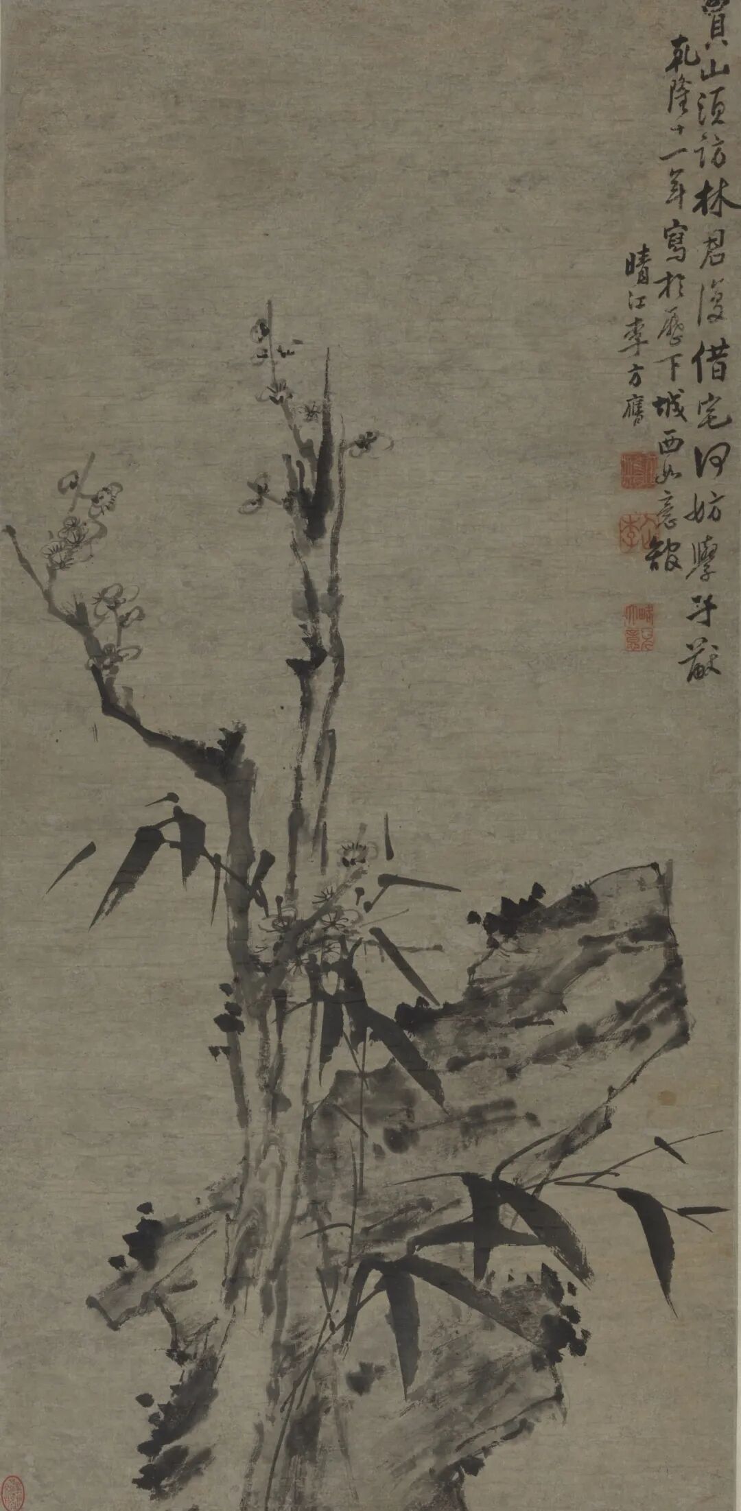 梅石图 李方膺 中国画 87.5×42.5cm 1746年 中国美术馆藏