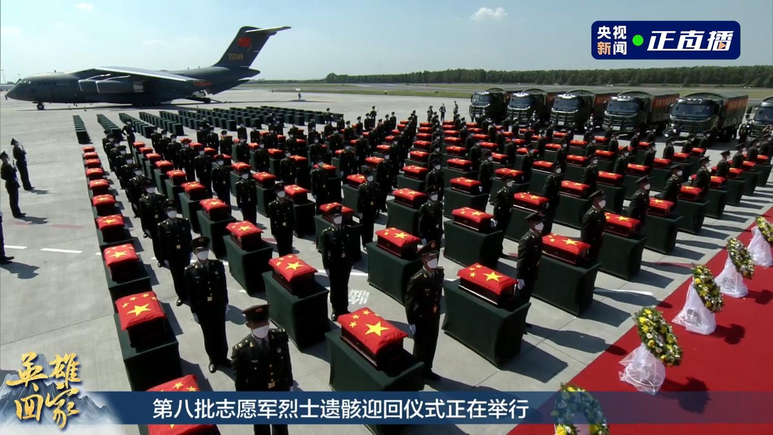第八批在韩中国人民志愿军烈士遗骸今日回国