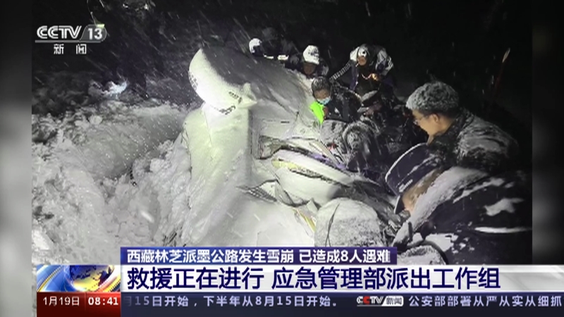 [朝闻天下]西藏林芝派墨公路发生雪崩 已造成8人遇难 救援正在进行 应急管理部派出工作组