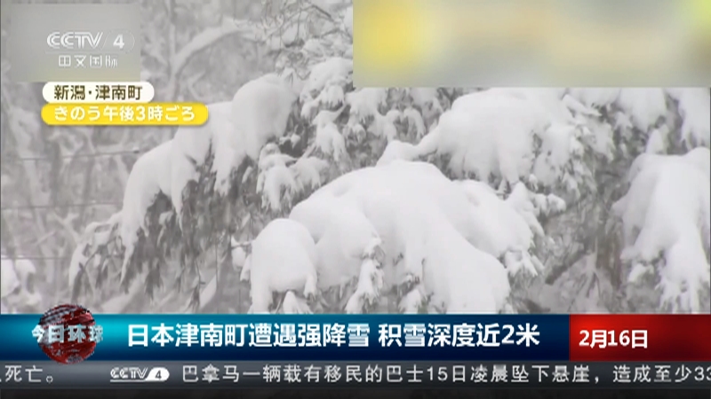 [今日环球]日本津南町遭遇强降雪 积雪深度近2米