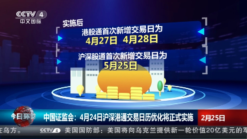 [今日环球]中国证监会：4月24日沪深港通交易日历优化将正式实施