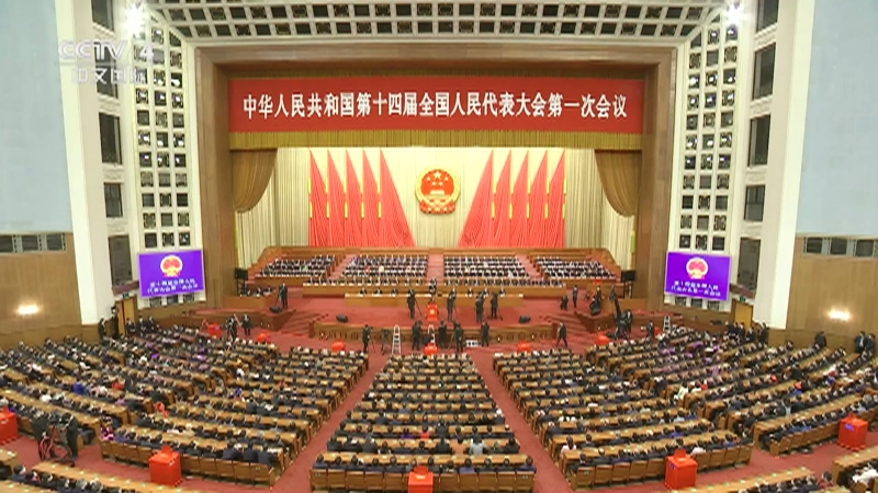 [中国新闻]十四届全国人大一次会议举行第五次全体会议