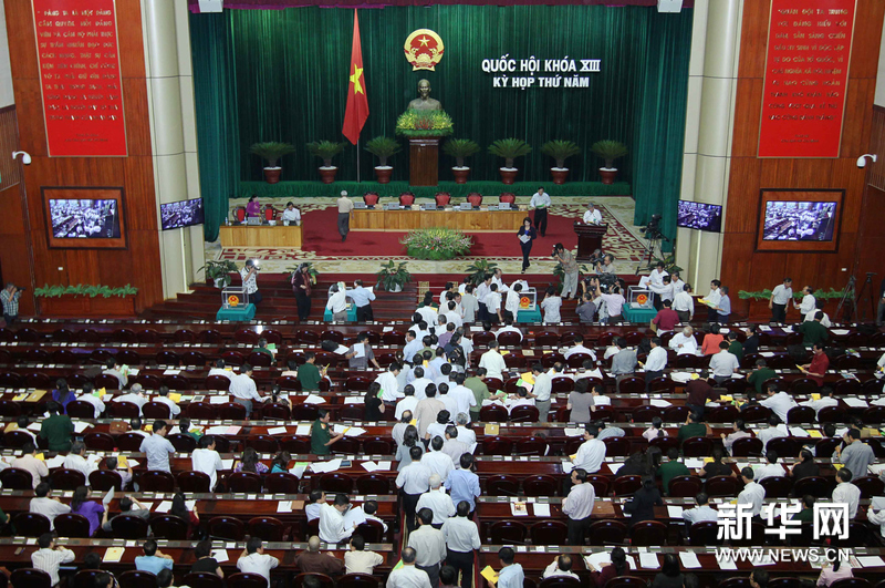 2013年6月10日,越南国会代表在首都河内对由国会选举产生或由国会任的