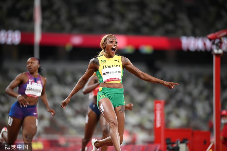 [图]田径女子100米：牙买加选手汤普森-赫拉夺金