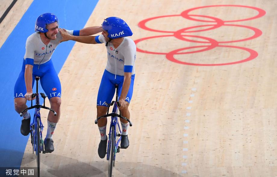 [图]场地自行车男子团体追逐赛决赛：意大利队夺冠