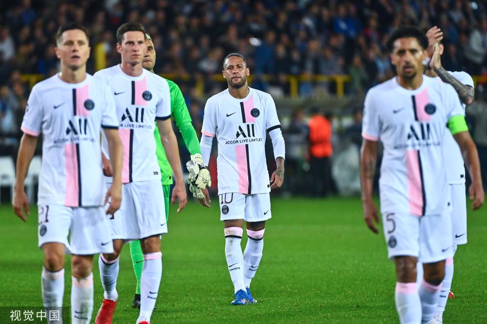 图梅西中柱埃雷拉破门巴黎客场战平布鲁日