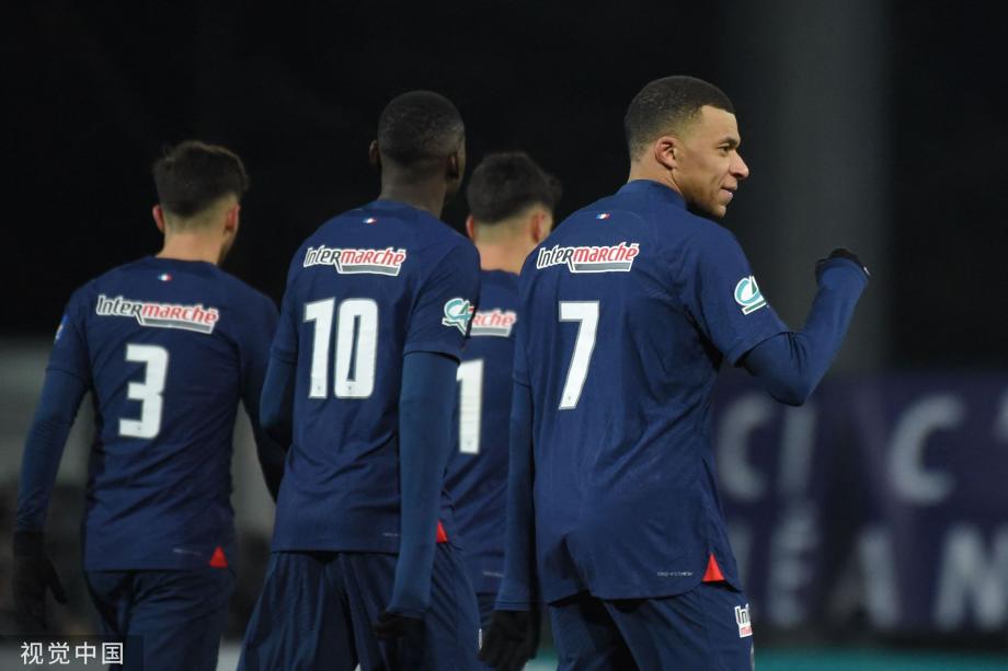 姆巴佩2射2传 巴黎4-1奥尔良晋级法国杯16强