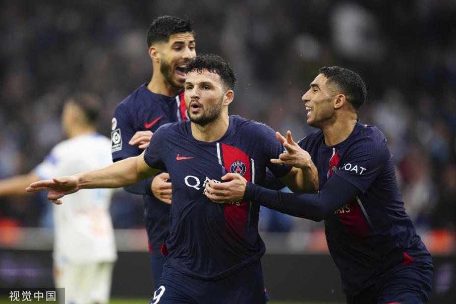 法甲-贝拉尔多红牌 十人巴黎2-0马赛12分领跑