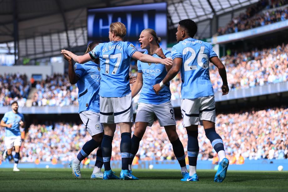 哈兰德戴帽德布劳内传射 曼城4-1伊普斯维奇