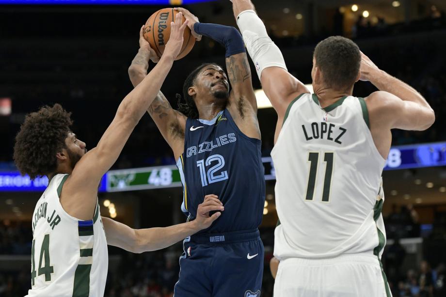 莫兰特三双字母哥37+11 灰熊送雄鹿4连败