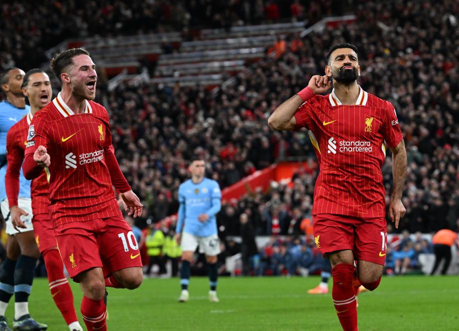 英超-萨拉赫传射 利物浦2-0曼城以9分领跑积分榜