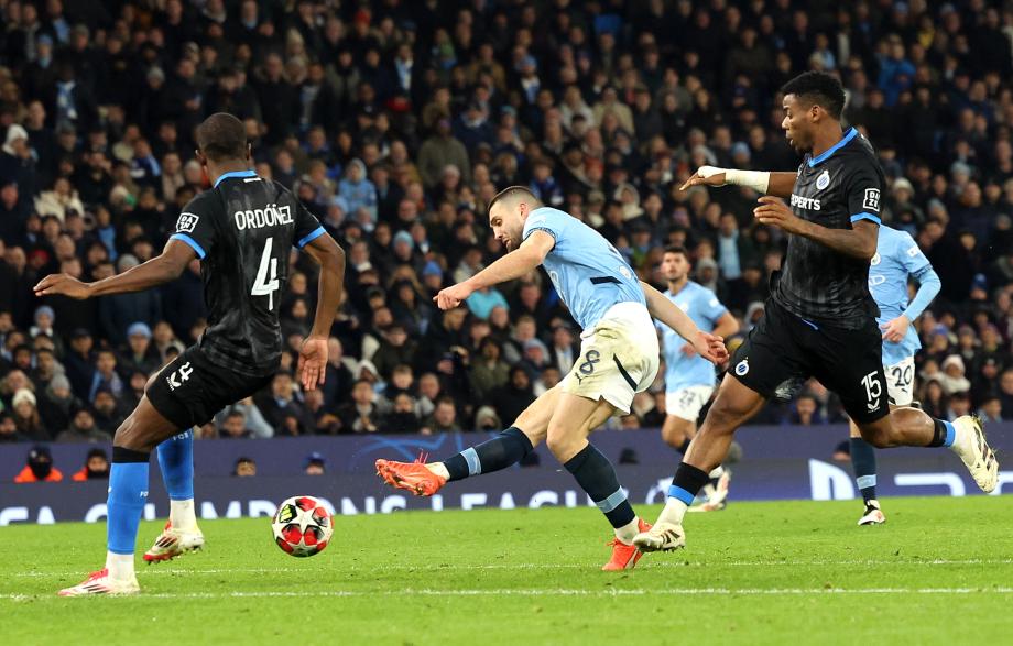 欧冠-萨维尼奥建功 曼城3-1布鲁日进淘汰赛附加赛