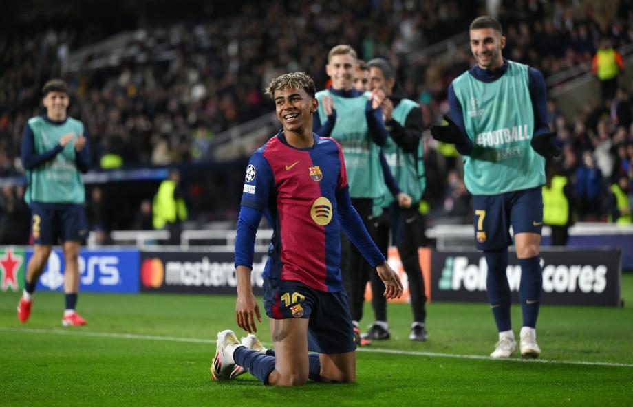 欧冠-亚马尔阿劳霍破门 巴萨2-2亚特兰大第2晋级