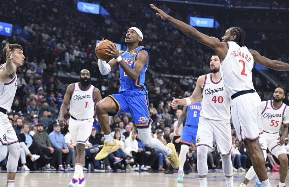 亚历山大26分 雷霆客场2分险胜快船完成赛季四杀