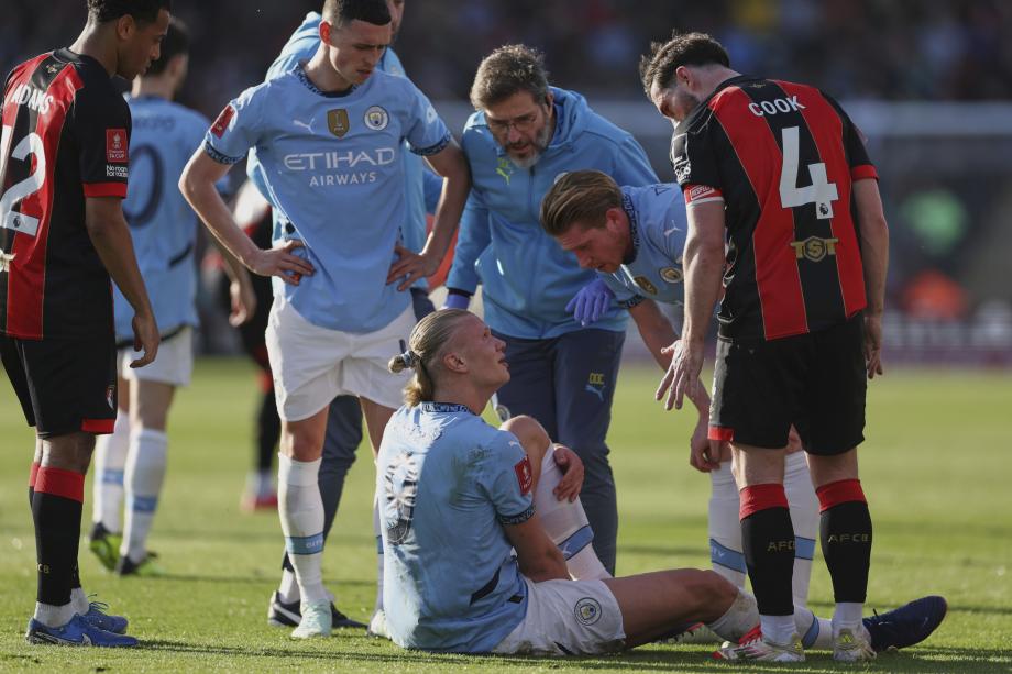 足总杯-哈兰德破门+失点+伤退 曼城2-1伯恩茅斯