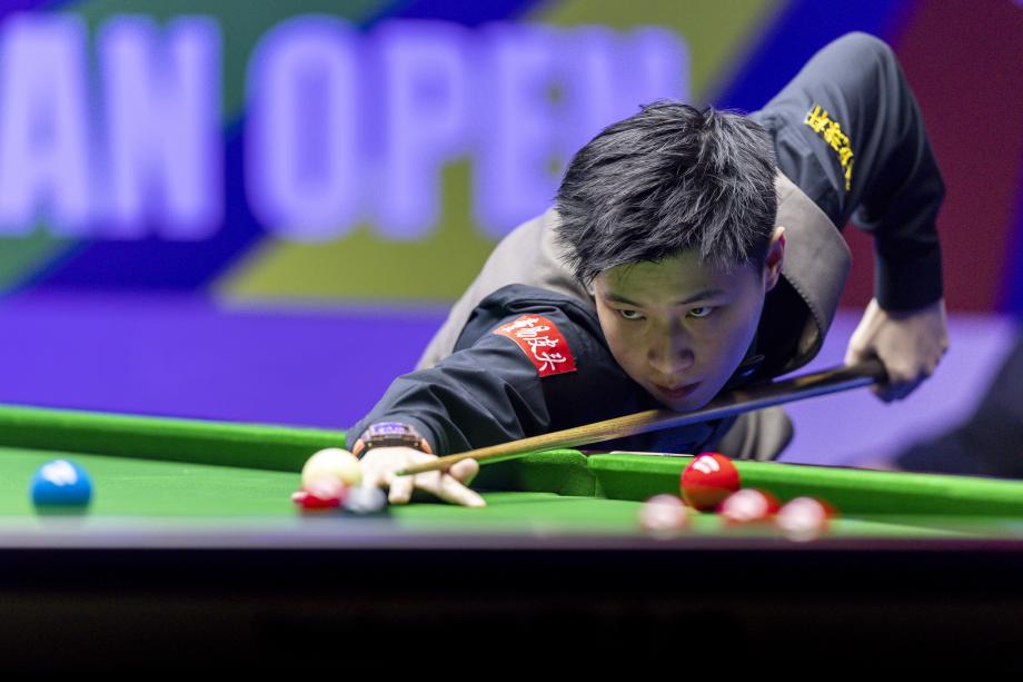 [图]赵心童4-5马奎尔 无缘斯诺克武汉公开赛16强体育录像/图片
