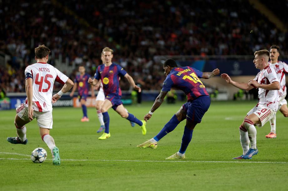 费尔明戴帽拉什福德双响 巴萨6-1奥林匹亚科斯