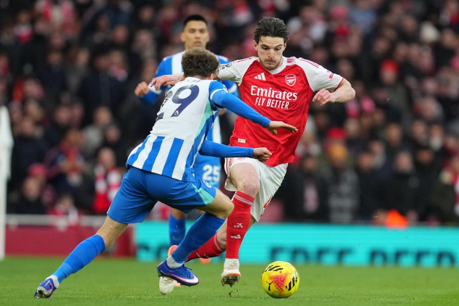 厄德高破门赖斯造乌龙 阿森纳2-1布赖顿