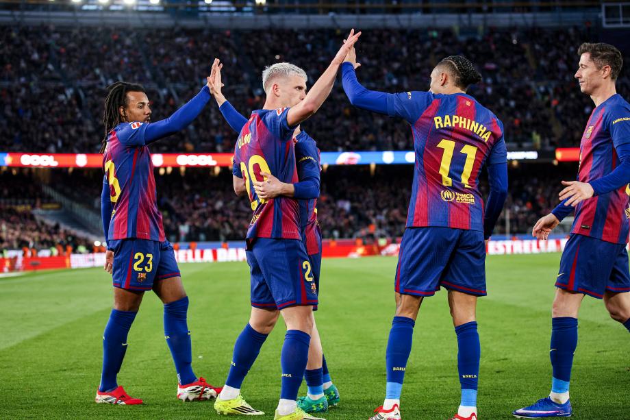 巴萨3-0奥维耶多 奥尔莫传射亚马尔精彩侧钩破门