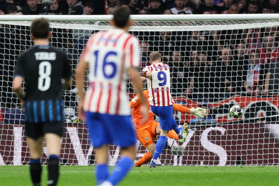 瑟尔洛特戴帽 马竞总分7-4布鲁日进欧冠16强