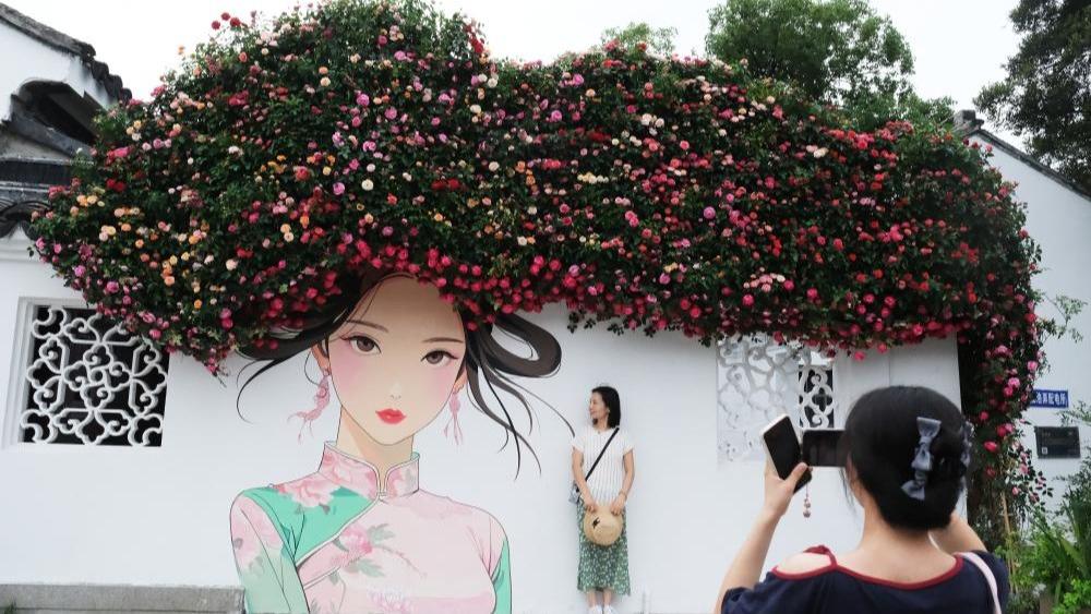 Suzhou's 'flower wall girl' turns alley into viral photo spot