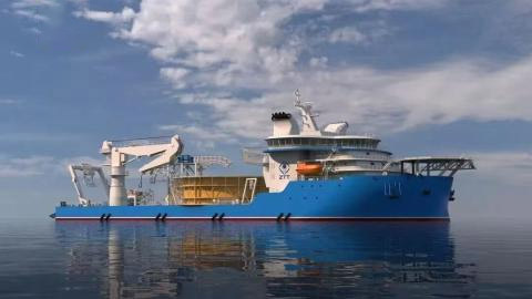 国内最大自航式纯电驱深海海缆敷设船“蓝海
