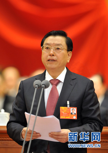 2013年3月5日，十二届全国人大一次会议在北京人民大会堂开幕。张德江主持会议。