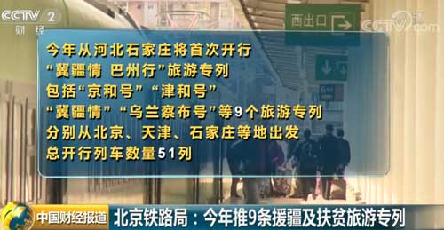 北京铁路局：今年推9条援疆及扶贫旅游专列