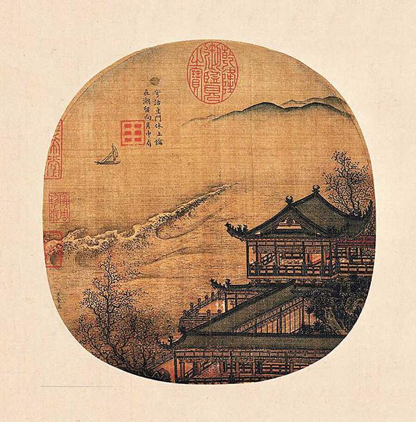 月夜看潮（国画） 22.3×22厘米 宋 李嵩 台北故宫博物院藏