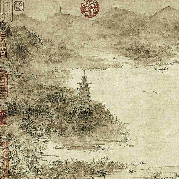 西湖图卷（局部）（国画） 26.7×85厘米  宋 李嵩  上海博物馆藏
