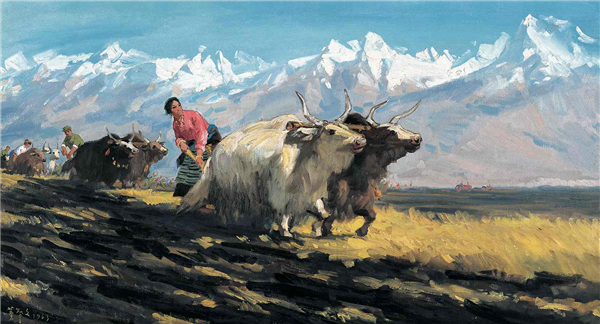 千年土地翻了身（油画）    77×143.5厘米    1963年    董希文    中国美术馆藏