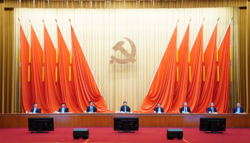 2月20日，黨史學習教育動員大會在北京召開。中共中央總書記、國家主席、中央軍委主席習近平出席會議并發表重要講話。新華社記者 翟健嵐 攝